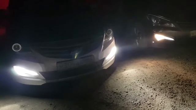 Хендай Солярис рестайлинг, освещение с лампами  Koito и ГБО BRC #hyundaisolaris