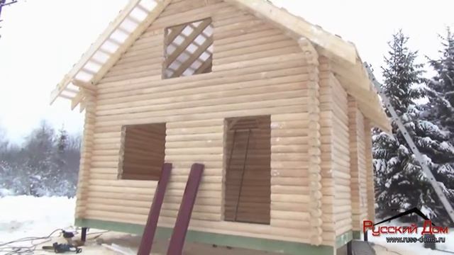 Дом из оцилиндрованного бревна 200 мм (Сибирская лиственница) на винтовых сваях смотреть онлайн