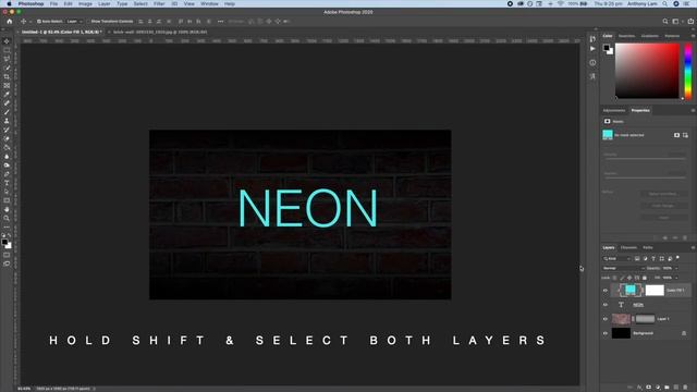 NEON Text Effect Photoshop 2020 Tutorial смотреть онлайн