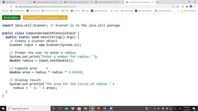 Java Programming Basic Syntax: Java Code to Compute the Area of a Circle смотреть онлайн