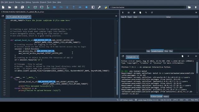Upload flat file to S3 using python(boto3) смотреть онлайн