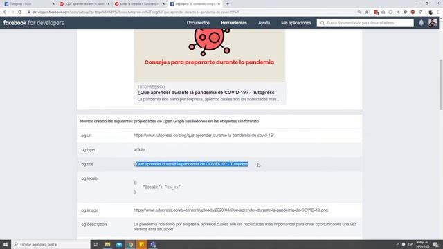 Open Graph de Facebook en WordPress | Cómo actualizar la información del Open Graph de Facebook смотреть онлайн
