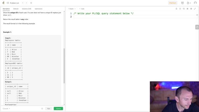 Решение задачи «1378. Replace Employee ID With The Unique Identifier» на SQL с сайта leetcode.com смотреть онлайн