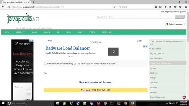 Can we reduce the visibility of the inherited or overridden method ?
- javapedia.net смотреть онлайн