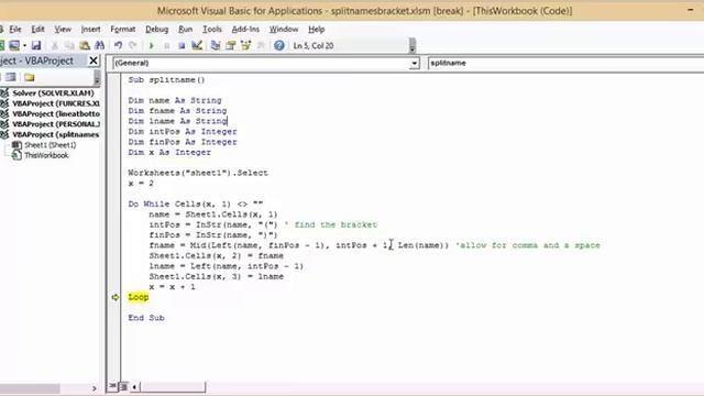 Remove a bracket from a line of text with VBA смотреть онлайн