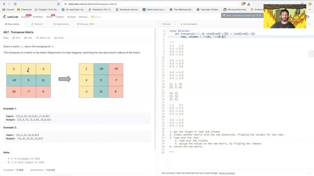 Leetcode 867 - Transpose Matrix with Python смотреть онлайн