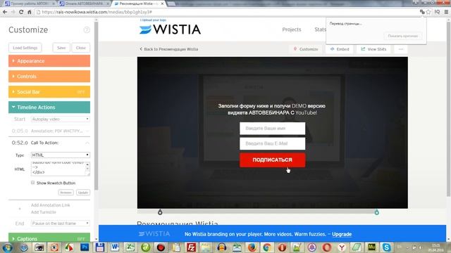 Настройка форм подписки для вставки в видео на Wistia. (Александр Новиков) смотреть онлайн