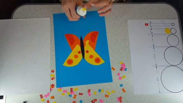 Аппликация из цветной бумаги, круги, 031 Бвбочка смотреть онлайн