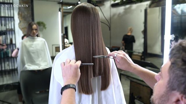 LONG WOMEN HAIRCUT: quick way to create a line - NIKITOCHKIN смотреть онлайн