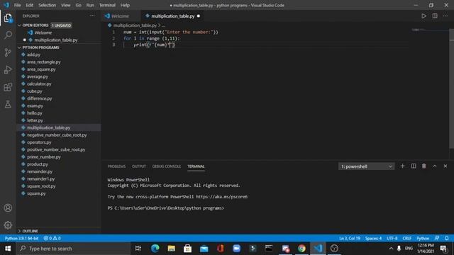 Make a program to find the multiplication table of a number by using some lines of Python. смотреть онлайн
