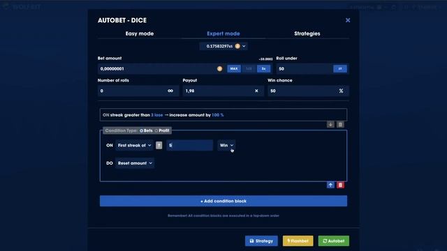 Dice Strategy Walkthrough #3 - Delayed Martingale смотреть онлайн