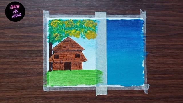 Daily challenge #21 | Easy city and village drawing |acrylic painting смотреть онлайн