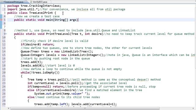 Programming Interview 9: Print all nodes of a binary tree at a certain level смотреть онлайн