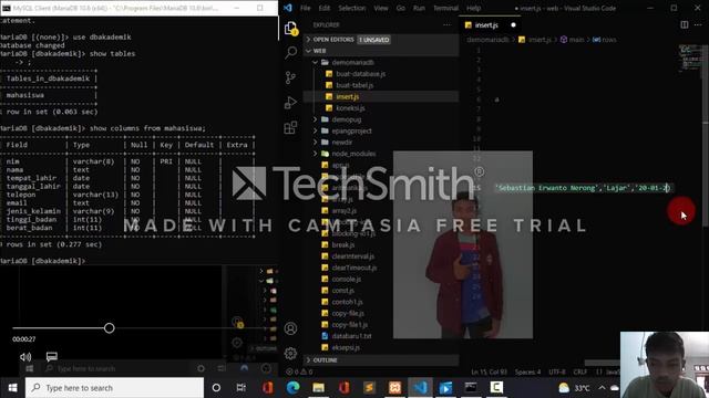 41 Menambah data pada MariaDB dengan Node js смотреть онлайн