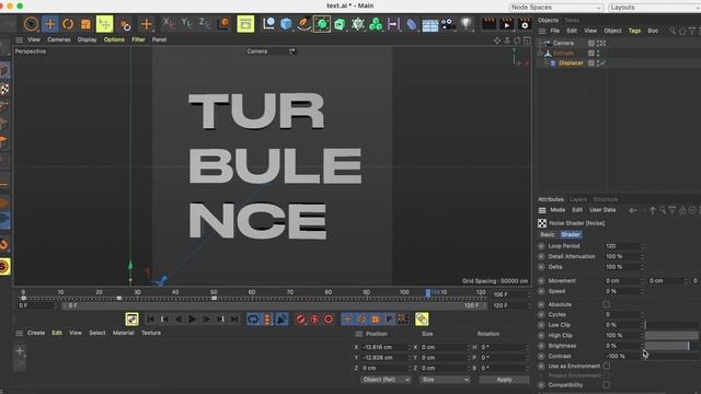 Текст с эффектом турбулентности в Cinema 4D смотреть онлайн