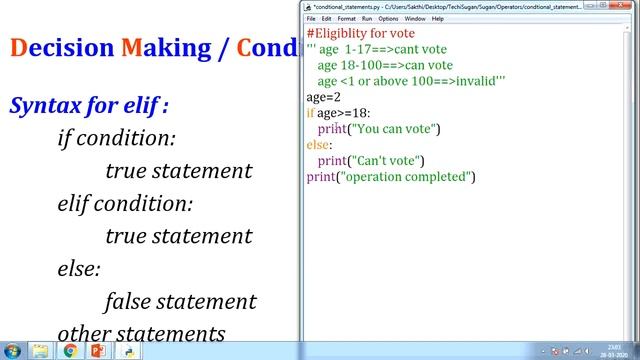 #06 | Python Tutorial for Beginners | Decision making statements |if,if-else,elif,Nested if|தமிழில் смотреть онлайн