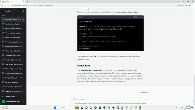 How to interpret status code in Python commands getstatusoutput смотреть онлайн
