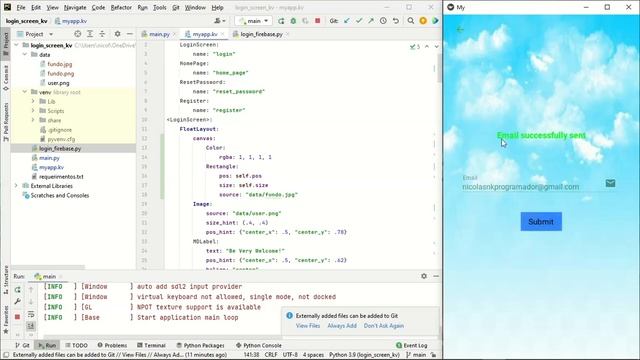 Tela de login - Python3, Kivy, KivyMD, Firebase смотреть онлайн