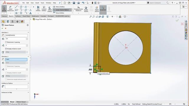 SolidWorks, How to Fully Define a Sketch with a Linear Sketch Pattern смотреть онлайн