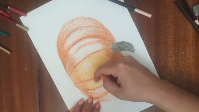Как нарисовать тыкву цветными карандашами. Рисуем тыкву с детьми. Рисуем натюрморт карандашами. смотреть онлайн