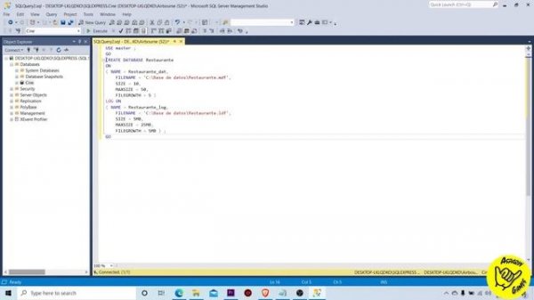 Como crear una BD/Base de datos en SQL Server Express 2019