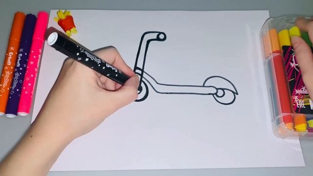 Drawing a scooter for kids/ Bolalar uchun samokat chizish / Рисуем самокат для детей смотреть онлайн