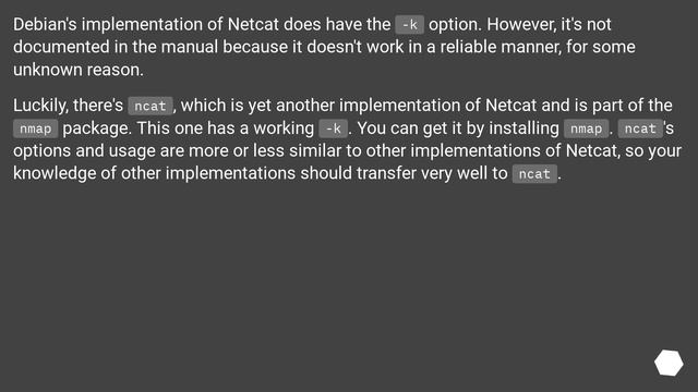 netcat - keep listening for connection in Debian смотреть онлайн