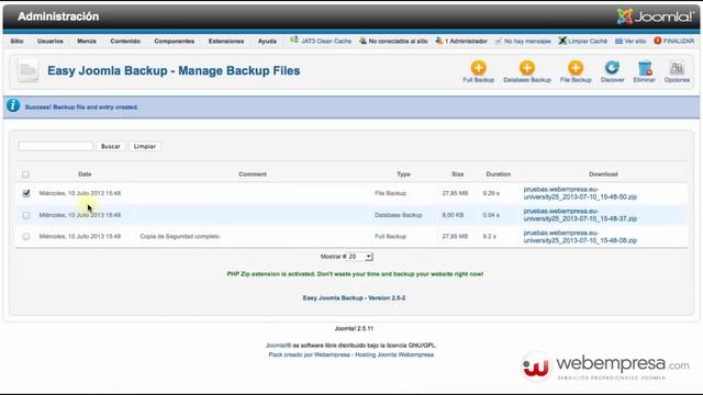 Copias de seguridad en Joomla 2.5 rápidas y sencillas con Easy Joomla Backup смотреть онлайн