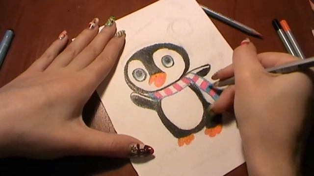 Рисую илюстрацию | Зимний пингвинчик :) смотреть онлайн