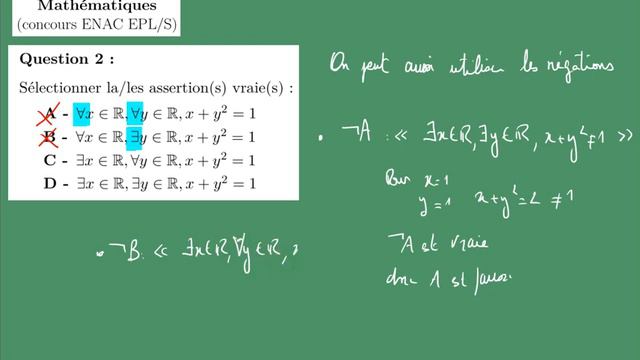 Concours EPL/S école elève pilote de ligne - sujet corrigé maths 2023 Q2 - assertion смотреть онлайн