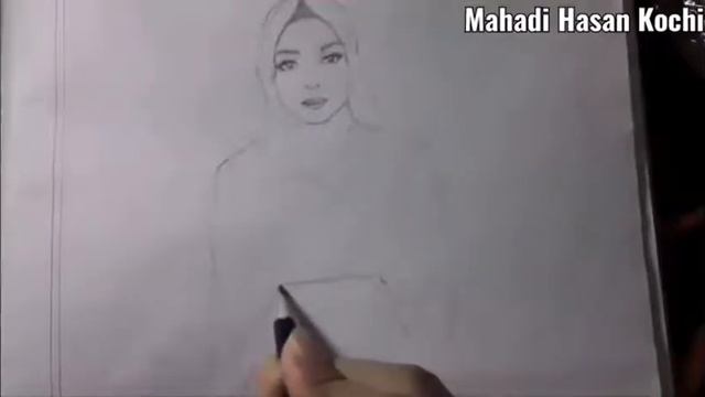 How to draw a girl wearing a hijab step by step || cute hijab girl drawing || hijab drawing смотреть онлайн