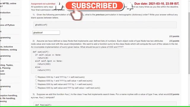 NPTEL | Programming, Data Structures And Algorithms Using Python | WEEK-7 Assignment Solutions смотреть онлайн