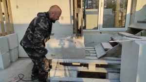 Разметка и выкладка ФРОНТОНА ИЗ ГАЗОБЛОКА своими руками  Часть1