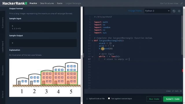 137 - Largest Rectangle | Stacks | Hackerrank Solution | Python смотреть онлайн