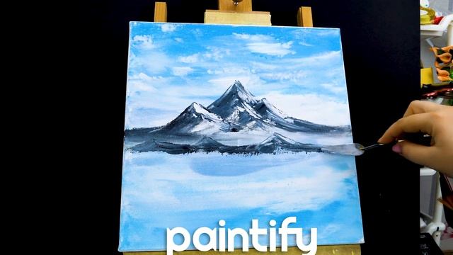 Урок рисования горного пейзажа акрилом Простой ASMR