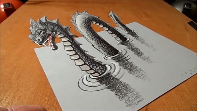 How To Draw A 3d Loch Ness Monster - Awesome Trick Art смотреть онлайн