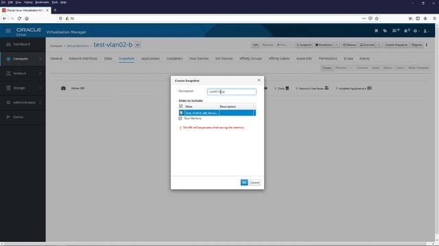 Create VM Snapshot in Oracle Linux Virtualization Manager смотреть онлайн