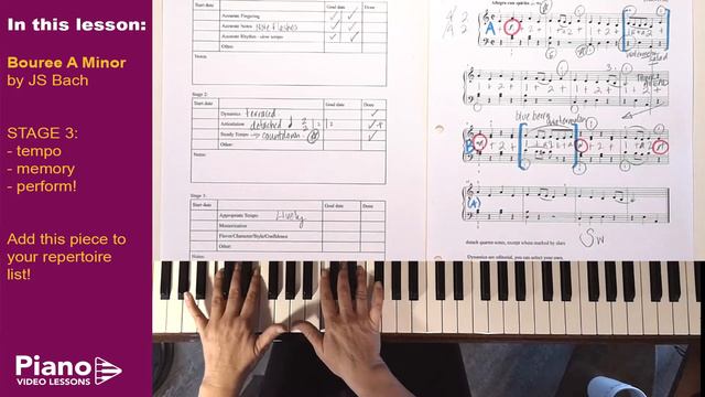 2-2-6 Learn to Play Bouree in A minor by JS Bach [Part 3 of 3] Grade 1 Piano Lesson - Baroque смотреть онлайн