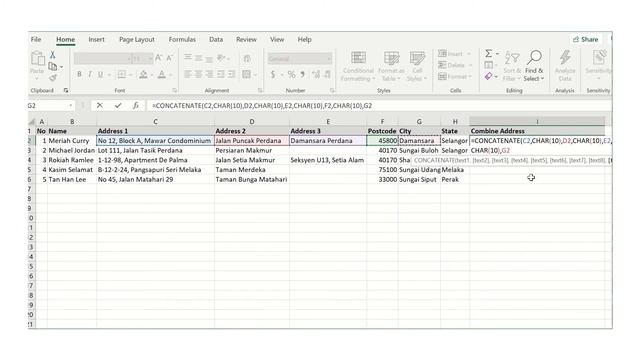 Tutorial Excel - Combine data from more than 1 cells using concatenate function смотреть онлайн