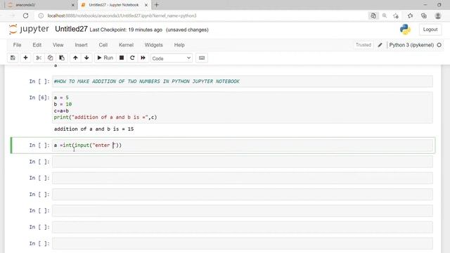 ADDITION OF TWO NUMBERS IN JUPYTER NOTEBOOK#cooding#cood#additionoftwonumber#python#jupyter#notbook смотреть онлайн