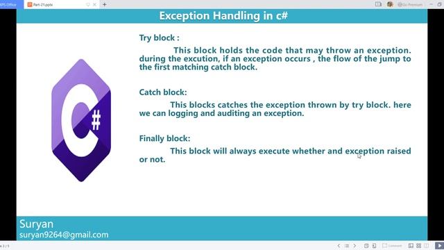 Part-21 Exception Handling in C# смотреть онлайн