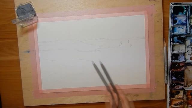 Урок акварели для начинающих. Зимний пейзаж. Часть 1. Watercolor Lesson, Winter Landscape.