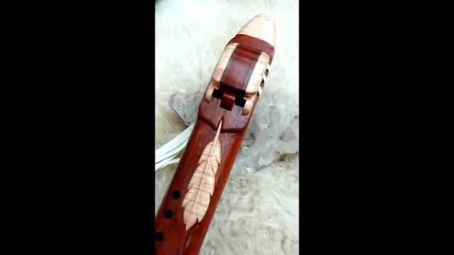 Native American Inspired 7 hole Drone flute in the Key of F# of Padauk and curly maple with carving смотреть онлайн