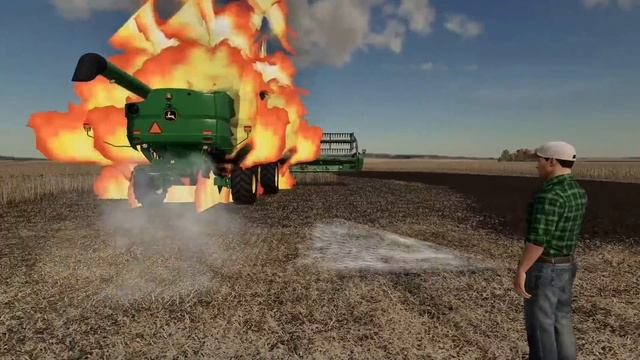 COMBINE STARTS ON FIRE!? | (FLINT HILLS RP) FARMING SIMULATOR 2019 смотреть онлайн