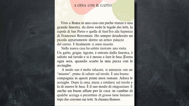 Читаем на итальянском языке. A Cena Con Il Gatto. Урок №1.