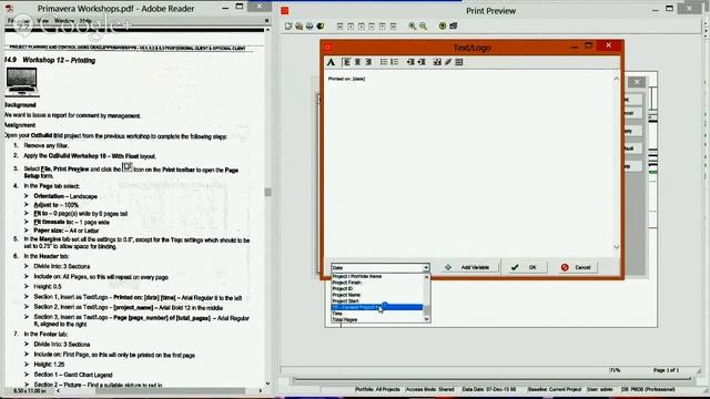Primavera P6 Training 12 Printing смотреть онлайн