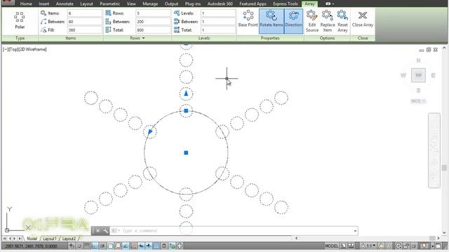 Создаем массивы. Инструмент array в Autocad смотреть онлайн