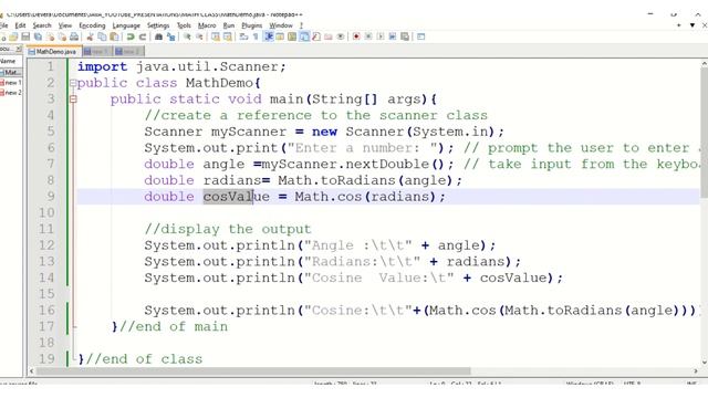 Math.cos(double a) method in Java. смотреть онлайн