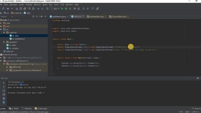 Java основы, IntelliJ IDEA 16 - Функция date смотреть онлайн