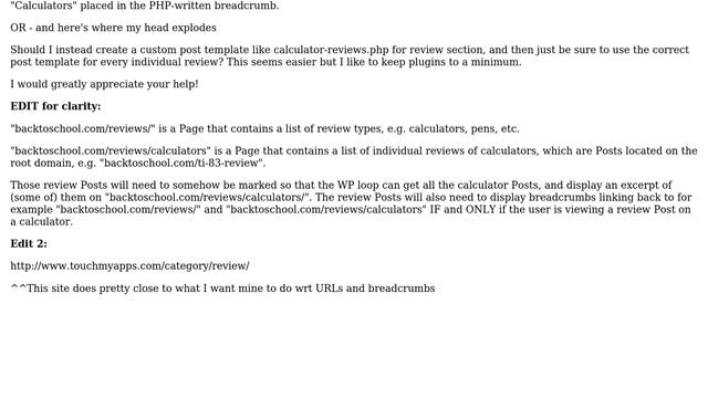 Wordpress: How to retain visual breadcrumbs w/ tricky URL structure? Custom post template? смотреть онлайн